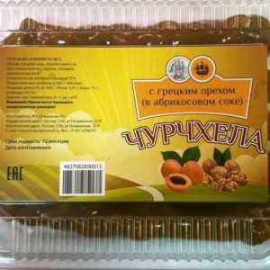 Чурчхела с грецким орехом в абрикосовом соке 600гр купить в Санкт-Петербурге